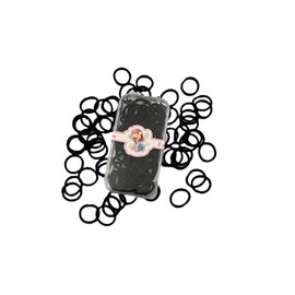 Caja 60 Mini Ligas Para Cabello Dona Elástica Colores Moda (Negro)