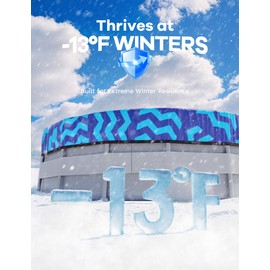 POOLHACKER【2025 Upgrade】 18 ft Winter Pool Cover - 18ft Round Above Ground, 4 Foot Overlap Extra Thick 420D Pool Cover with Pulley and Cable (Cerulean)