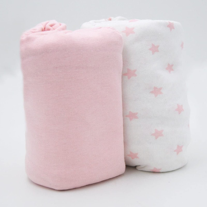 BabyCalin - Set of 2 Fitted Sheets Pink / Star