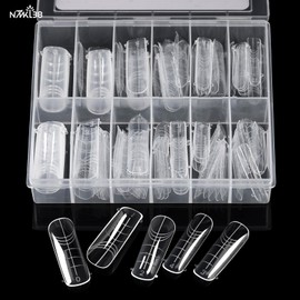 NMKL38 120PCS Dual Nail Forms 12 Sizes Full Cover Nail Molds With Scale Nail Art Design for Salon DIY at Home
