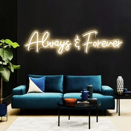 45.5" Super Large Always And Forever Neon Sign Big with Remote Dimmer, Three-pieces Free Combination Forever And Always Neon Light for Wall Decor, Wedding Proposal Bedroom Bar, Warm White