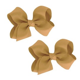 WD2U Baby Girls Set of 2 Small Grosgrain 3" Pigtail Hair Bows Alligator Clips Harvest Gold
