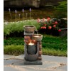 LuxenHome 23" H Waterfall Fountain Bowls and Bricks Resin Outdoor
