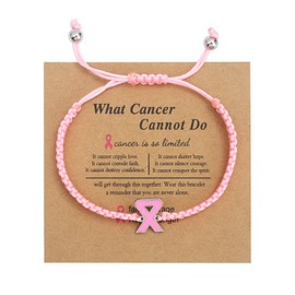 Hyclam Pink Ribbon Charm Bracelet Breast Cancers Awareness Bracelets Faith Hope Courage Strength Inspirational Bangle Jewelry