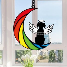 RIPFEVURN Dog Memorial Gifts for Loss of Dog,Stained Glass Rainbow Bridge Suncatcher, Loss of Dog Sympathy Gift, Pet Memorial Remembrance Dog Passing Away Gifts for Dogs Loved One
