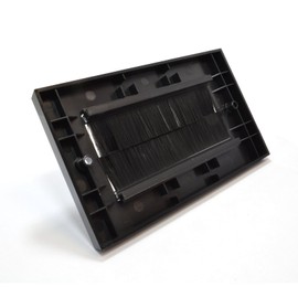 kenable Cable Entry/Exit Brush Faceplate for Wall Outlet UK Double Gang Black [Black Double]