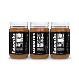Fatworks Gourmet Cage-Free Duck Bone Broth, Traditional Flavor, Keto, Paleo, Collagen Rich, Preservative Free, 3 pack of 15 oz. Jars