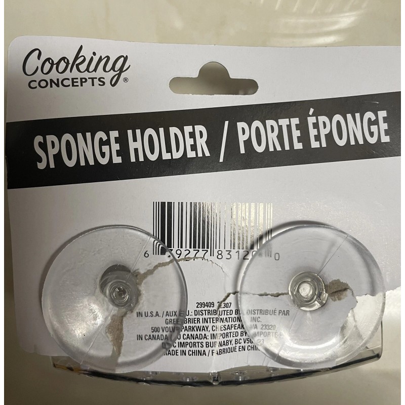 Cooking Concepts Save Scrub Sponge Holder Clear Suction Cups Kitchen