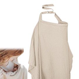 SULIUDAJI Nursing Cover for On the Go, Muslin Nursing Cover for Babies, Breathable Cotton Nursing Cover, Multi Purpose Nursing Cover for Breastfeeding