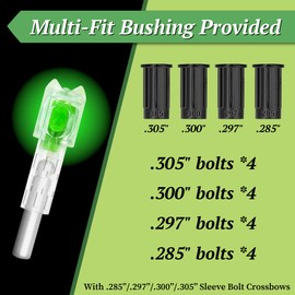 Omoojee 4PCS Lighted Nocks Universal Fit for Crossbow Bolts with .285”/.297”/.300”/.305” Bushings, High-Visibility LED Arrow Nocks, ON/Off Switch Included