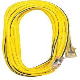 Voltec 05-00364 12/3 SJTW Outdoor Extension Cord with Lighted End, 25-Foot, Yellow with Blue Stripe