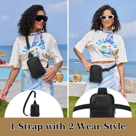 INICAT Small Crossbody Sling Bags for Women Vegan Leather Cell Phone Purse Fanny Packs for Women Men(Blue Dark)