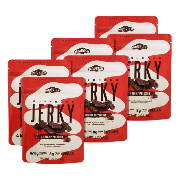 Mourish Mushroom Jerky, Healthy and Flavorful Vegan Jerky, SICHUAN Peppercorn