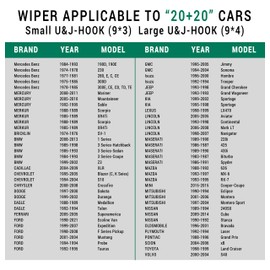 Windshield Wiper Blades,Premium All-Seasons Durable Stable And Quiet OEM Quality J&U hook (Pack of 2) OEM (20+20)