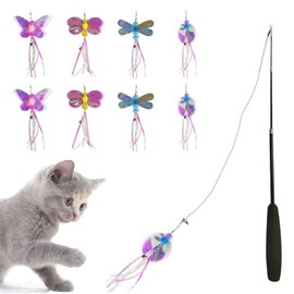 Samcos Cat Toy, Popular Cat Toy, Cat Toy, Telescopic Fishing Rod, Toy for Pet Animals, Insects, Fishing Rod, Relieves Lack of Exercise, Stress Relief, Funny Cats, Playing Cats