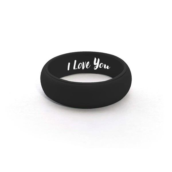 CUSTOM ENGRAVED Womens Silicone Wedding Band Active Athletic Ring -