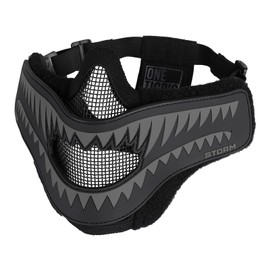 OneTigris X Storm Airsoft Mask Foldable Mesh Mask with Removable Shark Jaw Morale Patch, Black
