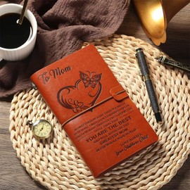 Refillable Vintage PU Leather Journal with Blank Pages Mother's Day Gift Travel Notebook Sketchbook A Great Gift Idea for Women Size 20×12cm Brown