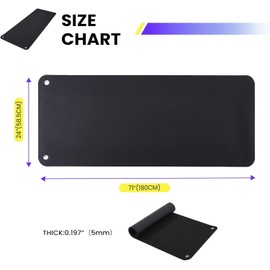Garvee Hanging Exercise Mat, 71x24 / 56x24 Inch PVC Fitness & Yoga Mat for Group Classes, 5mm Thick with Reinforced Holes, Commercial Grade Gym Mat, Black