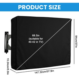 Outdoor TV Cover, 40-42 Inch TV Case Screen Protector, TV Cover for Outdoor Use, TV Dust Protection, 210 Oxford PVC Coating, Heavy Duty, Weatherproof Universal Screen Protector