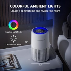 Purificador de aire para el hogar, recámara, AromaRoom H13 HEPA Filtro de aire para fumar, polen, caspa de olor, filtro 3 en 1 con modo de sueño, limp