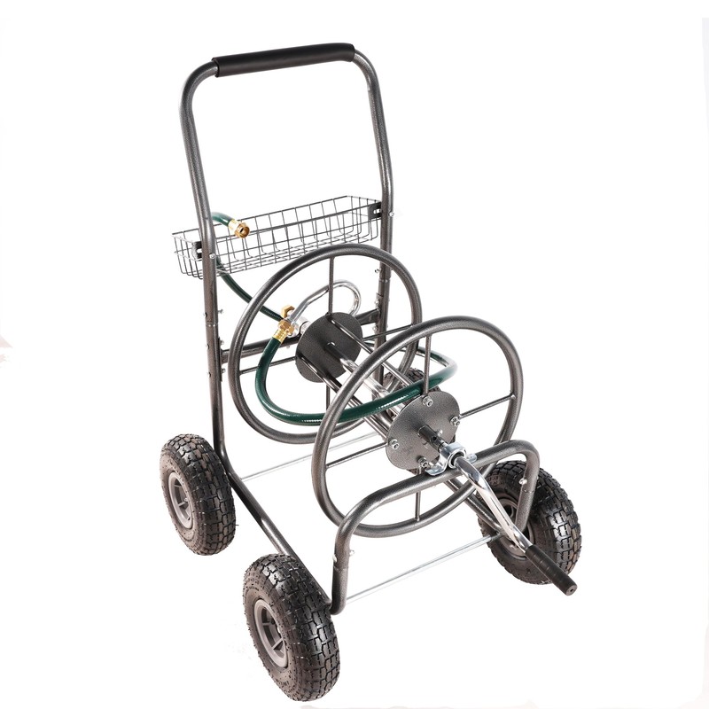 Garden Hose Reel Cart，Equipped with 10-inch air tire wheel,humanized crank