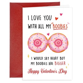 JUESMOS Funny Valentines Day Card with Envelope Naughty Valentines Day Card for Boyfriend Valentines Day Gifts Cards for Husband Boyfriend Men Happy Valentine’s Day Greeting Cards for Partner