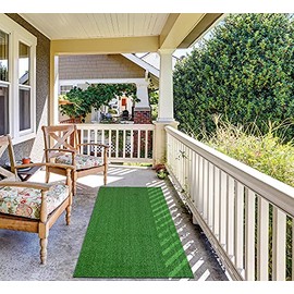 Ottomanson Evergreen Collection Waterproof Solid Grass Design 2x5 Indoor/Outdoor Artificial Grass Runner Rug, 22" x 59", Green