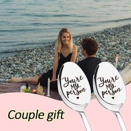 Valentines Day Gifts for Him Her Couple Gift Spoon for 2 Couple Engaged Wedding Gifts for Couples Wife Husband Birthday Gifts for Girlfriend Boyfriend You are My Person Gifts for Him Her Spoons 2 Pcs