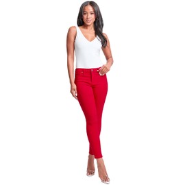 YMI Women's Hyperstretch Mid-Rise Skinny Jeans, Ruby Red, 2X