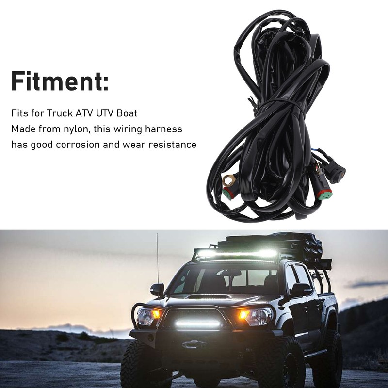 LED Light Bar Wiring Harness 16AWG Heavy Duty DC 12V