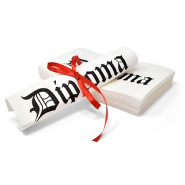 50 Graduation Diploma Guest Napkins Black and White Disposable Paper Grad Award Dinner Hand Napkin for Graduates School Parties Celebration Table Setting Party Tableware Decor with Red Ribbon Roll