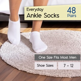 48 pares de calcetines de tobillo para hombre, corte bajo, cómodo, ligero, transpirable, paquete al por mayor, Surtido Blanco/Negro/Gris, One Size