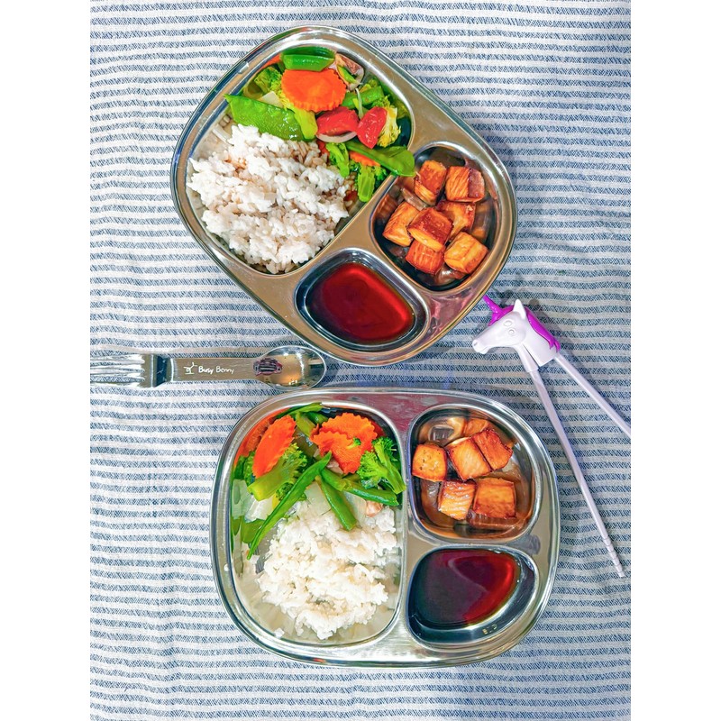 Busy Benny Stainless Steel 2 pack set Divided Plates Dinner/Snack/Picky