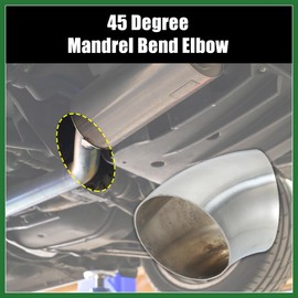 Motoforti OD 2.5" 45 Degree Mandrel Bend Exhaust Elbow Pipe SS304 Stainless Steel Bend Tube 20GA /.036" Wall Thickness Exhaust Piping for Car Exhaust Pipe Elbow 2pcs Long-lasting