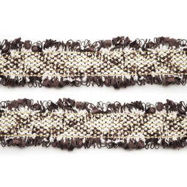 CRAFTMEMORE Luxury Tweed Lace Trim Ribbon Fabric Trimmings Embroidered Applique DIY Costume Sewing Craft (Gold on Dark Brown x 5 Yards)