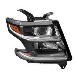 WsrrLun Halogen Headlight Assembly for Tahoe/Suburban 2015-2017, Right Passenger Side, Black Housing with LED DRL Side Marker Lamp