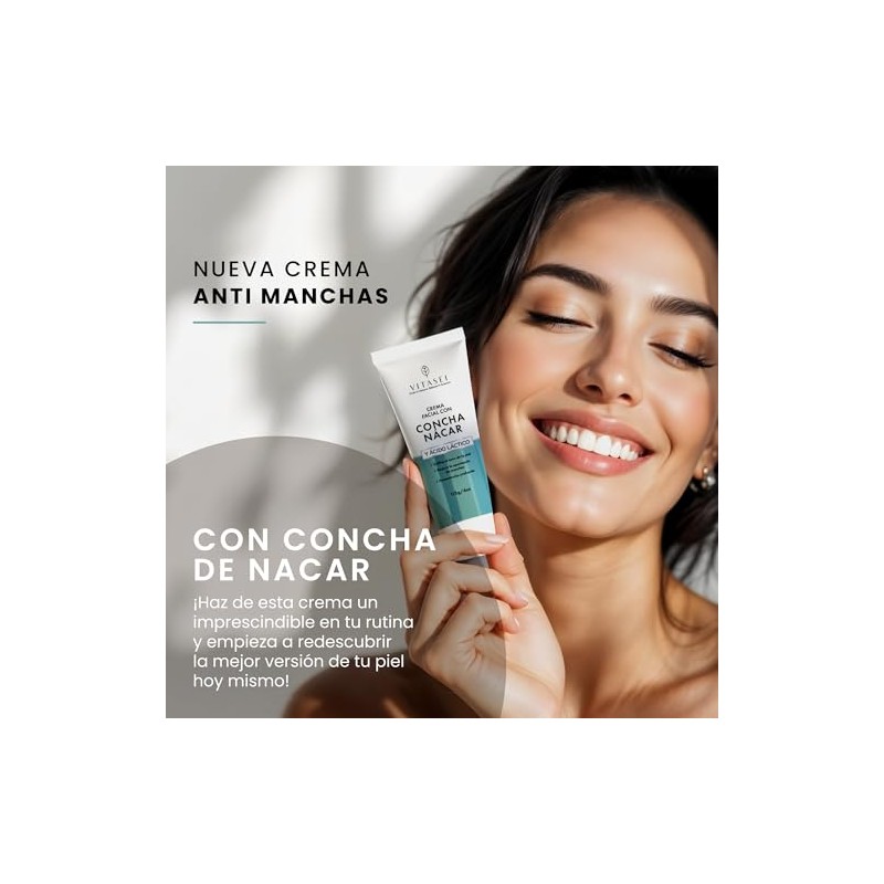 Vitasei Crema Facial con Concha Nácar y Ácido Láctico, Anti-Manchas,