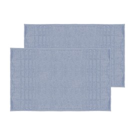 Mosobam Luxury Turkish Set of 2 XL Bath Mat 28X44 Allure Blue 1000 GSM Bamboo Viscose & Aegean Turkish Combed Cotton