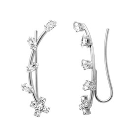 Mytys 33mm Cuff Earrings with AAA Cubic Zirconia in 18K White Gold Plating for Sensitive Ears