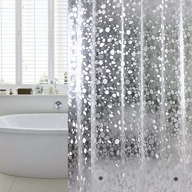 Weltrxe Shower Curtain, anti-mould, EVA (ethylene-vinyl acetate) waterproof curtain for bathtub, antibacterial, including 12 shower curtain rings, child-friendly