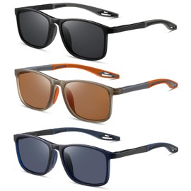 Hubeye 3 Pack Sunglasses for Men and Women, Anti-Blue Light, Ultralight Outdoor Sun Reader, TR90 Frame with Spring Hinge, Flexible UV400 Protection Glasses