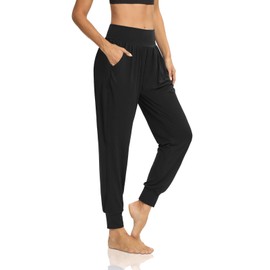 DIBAOLONG Womens Yoga Joggers Loose Workout Sweat Pants Comfy Lounge Pants with Pockets Black XL