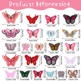23 PCS Iron on Patches for Clothes, Butterfly Iron on Patches Multiple Shapes Embroidered Repair Patch Cute IronSew on Embroidereds Applique Decoration Sewing Patch for Jean, Bags, Jacket,Clothes DIY