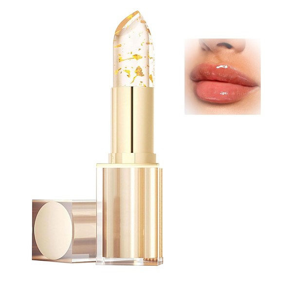 Hicassani Color Changing Lipstick,Transparente Transferproof Gold Crystal Color Changing Lip