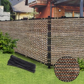Brown 5FT X 50FT Outdoor Privacy Screen Fence & Mesh Shade Net Cover, Ideal for Garden and Backyard - Enhances Privacy for Fencing & Chain Link, Perfect for Patio Privacy Wall, Slats，Freestanding