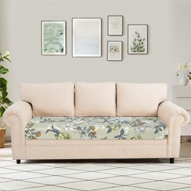 SearchI - Fundas de cojín elásticas para sofá y sillón, fundas de repuesto para asiento, fundas de asiento para muebles, fundas de sofá suaves con parte inferior elástica (grande, flor verde gris)