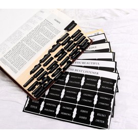 Black Bible Tabs for Men - Paper Index Tabs for Scripture Study & Chapter Markers, 66 Bible Tabs Old and New Testament and 24 Blank Custom Tabs