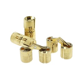 MTQY 4PCS 14mm Brass Barrel Hinges Hidden Invisible Cabinet Furniture Hinges Hidden 180 Degree Open Angle for Light Caravan Countertops Tables Cabinets and Jewellery Boxes Hardware