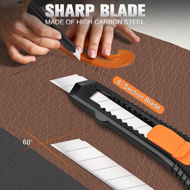 Tifical Retractable Utility Knife, 4 Pack Box Cutters with 18mm
